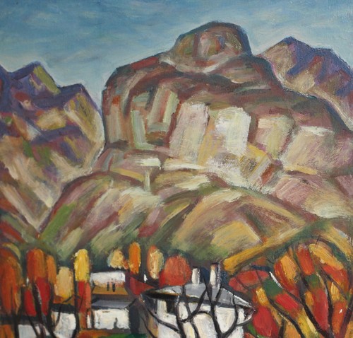 Prof. Stoyan Domuschiev (1935-2021) Oil painting country landscape signed - Picture 6 of 11
