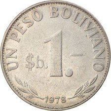 Boliviana | Moneda de 1 Boliviana | Montañas | Capilla | Árbol | Lama | 1968 - 1980
