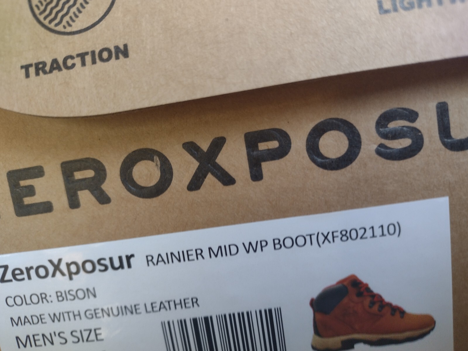 NIB, 90. MSRP, ZeroXposur Men's Rainier Brown Waterproof Leather