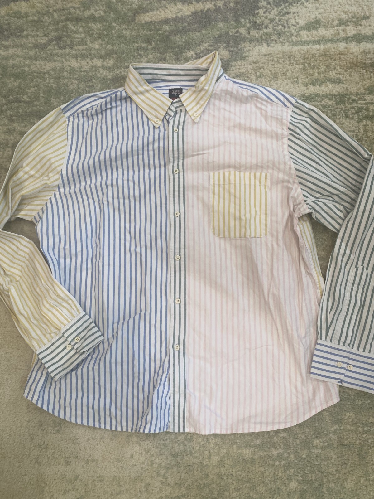 FILA Blazer canottaggio camicia abito taglia XL camicia multicolore righe colletto bottoni