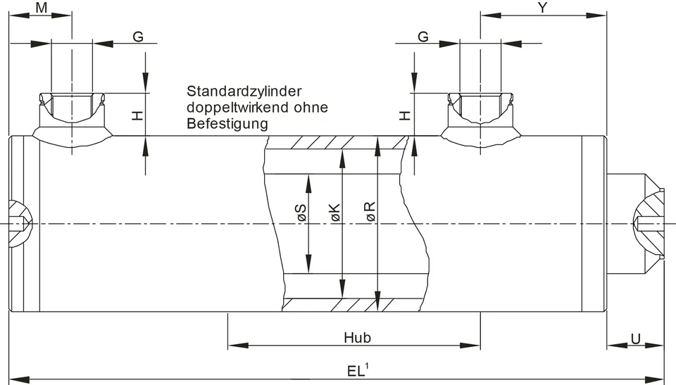 Hydraulikzylinder, Hydraulik 60/30 versch. Hub bis 1000 ohne Befestigung - Bild 3 von 3