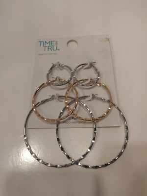 Time and Tru Hoop Earrings Hypo-Allergenic Graduated Trio