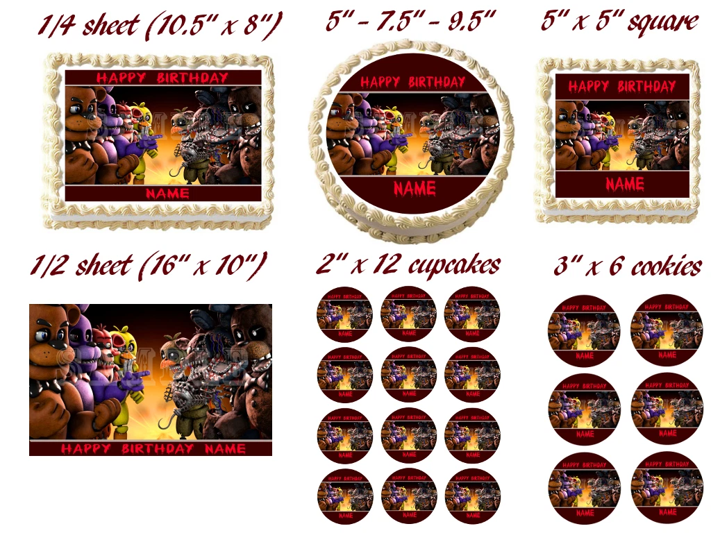 FIVE NIGHTS AT FREDDY'S Edible Cake topper image Party decoration