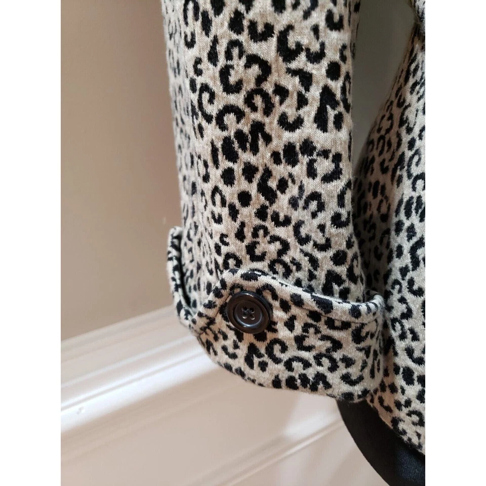 Blazer Kim Rogers Mujer Tostado Negro Estampado Leopardo Informal Botón Frontal Talla Pequeña M Foto 4 de 4