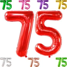 KatchOn Giant Red 75 Balloon Numbers - 40 Inch | Red 75 Birthday Balloons Hap...