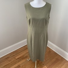 Nine West Womans Olive Green Sleeveless Career Sheath Dress size 12