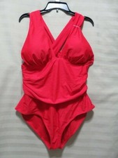 W YOU DI AN Women's Plus One Piece Swimsuit/TummyControl/Cross Back-Red-Size 3XL