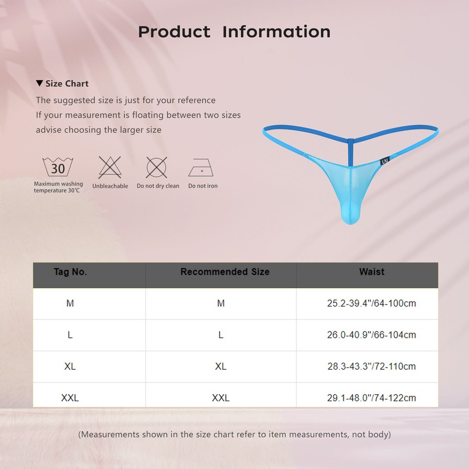 Men's Seamless Low Rise Brief Thong Underwear - Transparent Mesh Bikini G-String With Tags