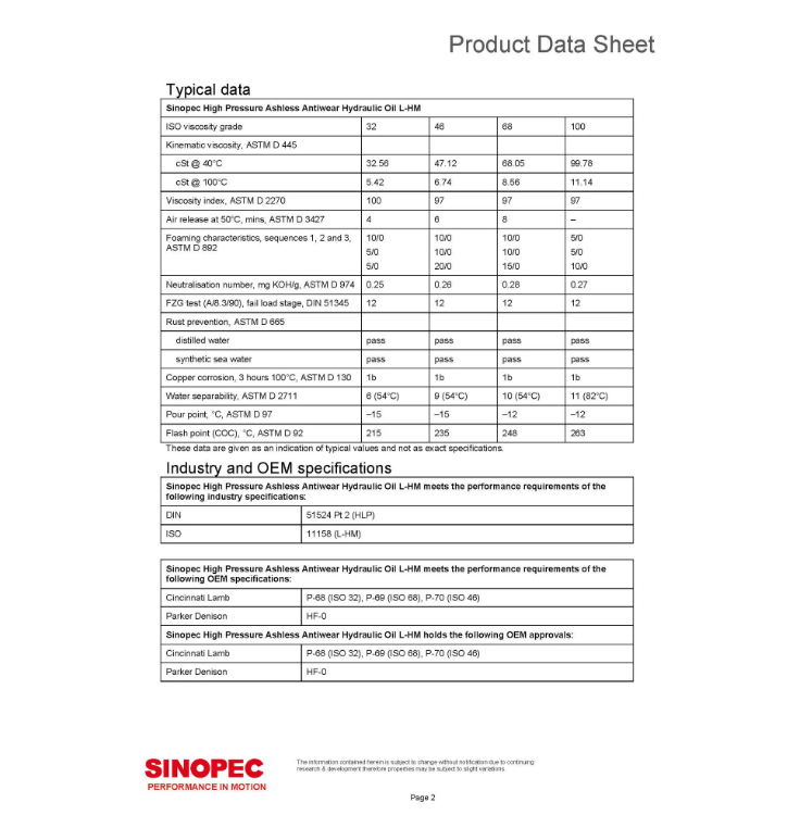Ashless Hydraulic Oil AW 46 Zinc Free 5 Gallon Pail (18L 4.75 GAL