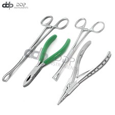Set of Body Piercing Tools Bead Ball Capture Ring Pliers Opener Closer Green Dep