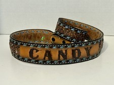 Sheyenne Mena Arkansas Vtg Tooled Leather Belt Size 32 Name Candy