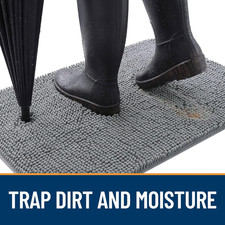 2 Piece Dog Door Mat Set 30 X 20 Absorbs Dirt Absorbent Non-Slip Grey