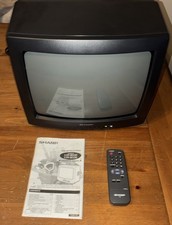 Vintage 2002 Sharp 13N-M100B CRT TV Front Inputs Retro Gaming w Remote  Manual