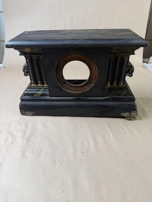 Vintage Black Wood Victorian Bracket Mantel Clock Case Gong Ornate Parts Repair