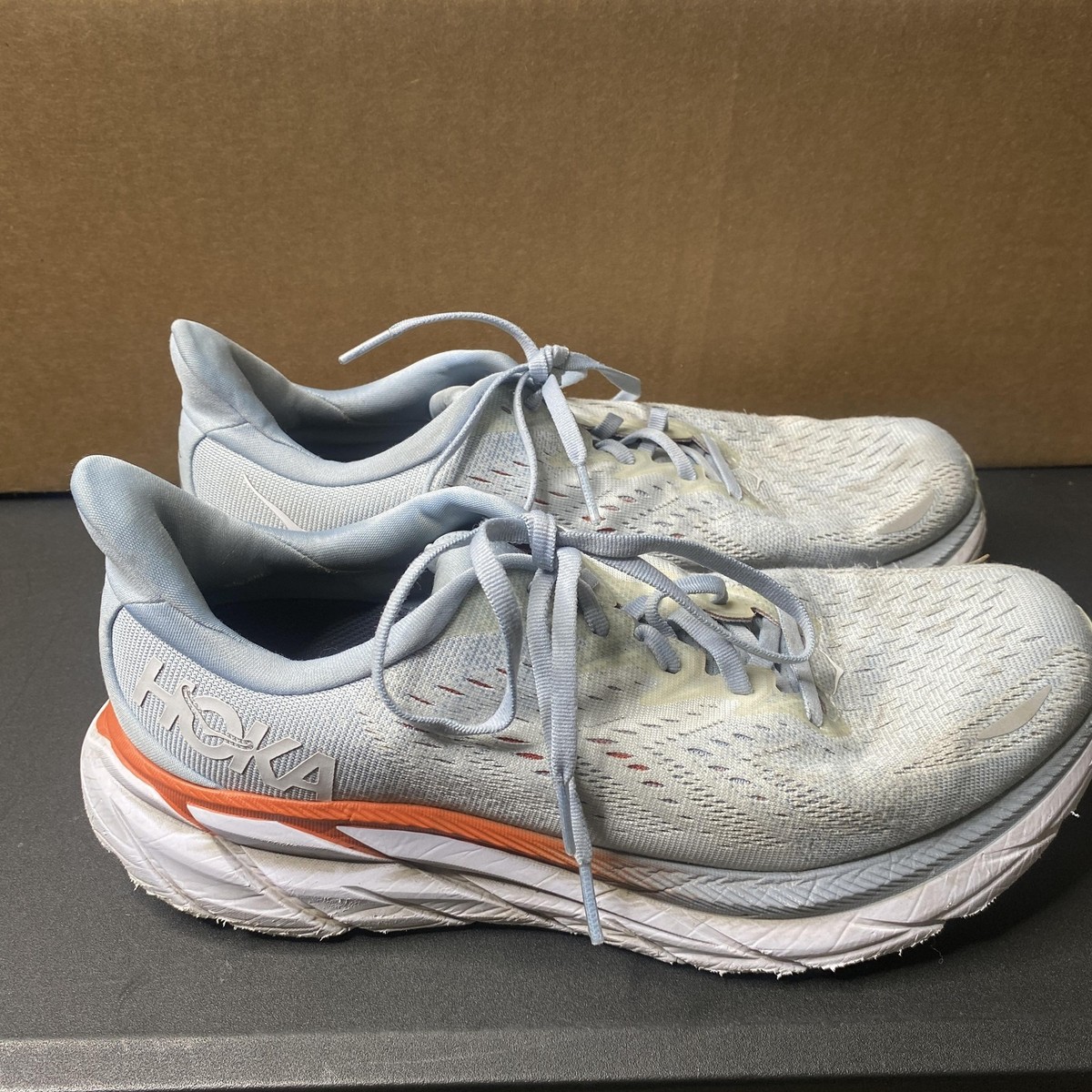 Hoka Clifton 8 athletic shoes sneakers gray orange size 8 preowned Hoka Clifton 8 Podiatrist Recommended Walking Shoes - Men main image 4