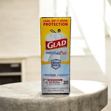 Glad FORCE FLEX PLUS 13 gallon Tall KITCHEN Drawstring Trash Bags, 20ct No Scent