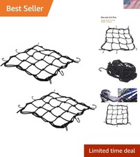 Universal Fit Cargo Net with 6 Hooks - Heavy-Duty 12x12 Inch Black Bungee Net