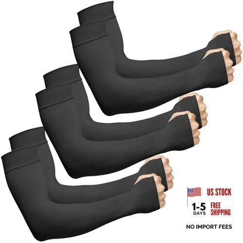 Arm Sleeves for Men Women Upf 50 Compression Arm Style 01-3 Pcs : 3-black
Opens in a new window or t