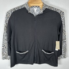 NEW Chicos Weekends Classic Cheetah Print Mock Neck Zip Lightweight Jacket 3/XL