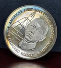 1970 Franklin Mint Goddard 1st Rocket Medal .925 Silver 25.9g Toned