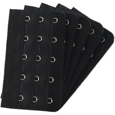 Black 5 Rows Hook and Eye Tape Extension Bra Strap Extender 15 Pcs for8889