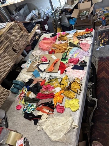 Vintage 1960s Doll Clothes Large Lot some marked Barbie & Ken + Luggage