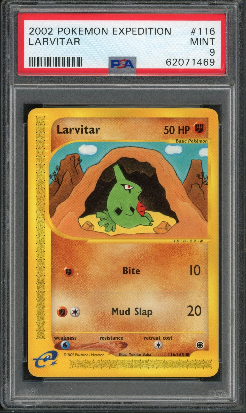 Pokemon PSA 9 Mint Expedition Common Larvitar 116/165