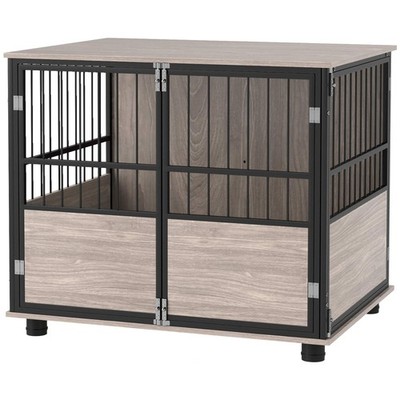 PawHut 80cm Möbel Stil Hundekiste Hundekäfig Beistelltisch Indoor mit 3 Türen Sof
