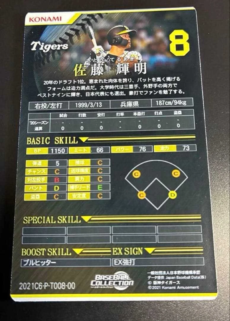 2021 KONAMI Teruaki Sato Limited Rookie Premium Hanshin Tigers Card - thumbnail 2