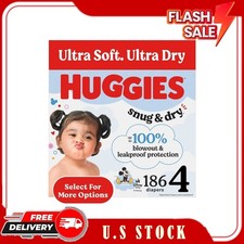Huggies Snug  Dry Baby Diapers, Size 4 22-37 lbs , 186 Count