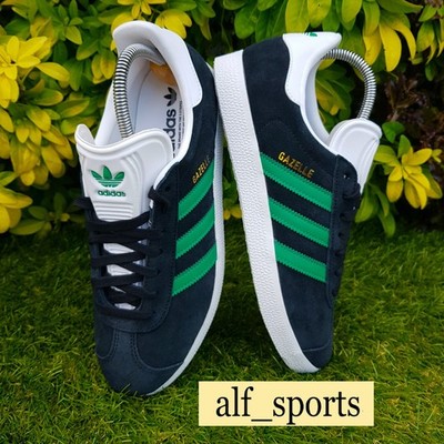 Neu mit Karton & Original Adidas Originals  Gazelle schwarz & grün Turnschuhe - UK Größe 8