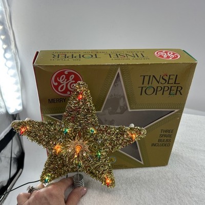 Vintage Christmas Decor Star Tree Top Light Up Topper Works Multi Lights Retro