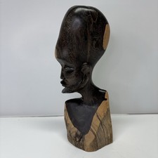 VTG. Original Kenyan Hand Carved African Male Bust Head Wood