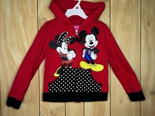 Disney Mickey Minnie Mouse Girls Red Zip Up Hoodie Size 6 Bow Polka Dot