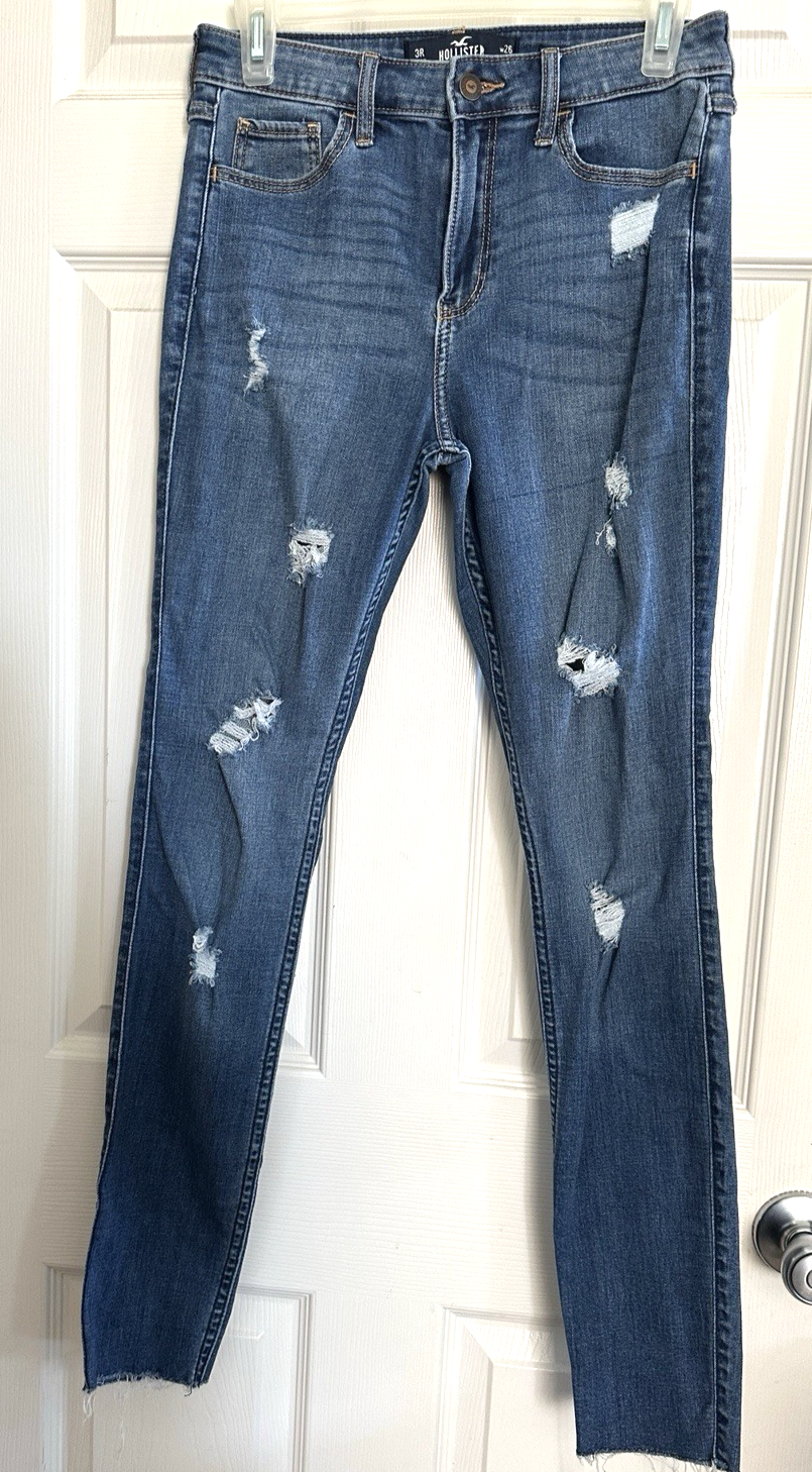 Hollister Women’s Jeans High-Rise Super Skinny 3R Distressed Medium Wash