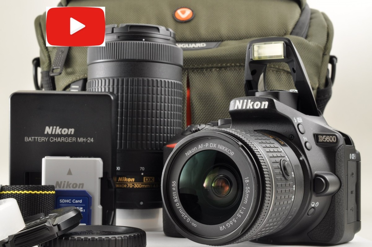 Top Mint+] Nikon D5600 DSLR Camera w/AF-P 18-55mm 70-300mm VR