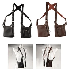 Double Shoulder Armpit Bag with Harness PU Leather Multipurpose Vintage Style