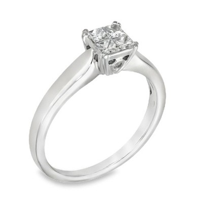 18 kt Weißgold druckbesetzter Diamant Verlobungsring - 0,39 kt