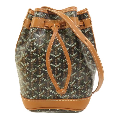 GOYARD Petit Flot Bucket Bag Shoulder Bag Coated Canvas Brown