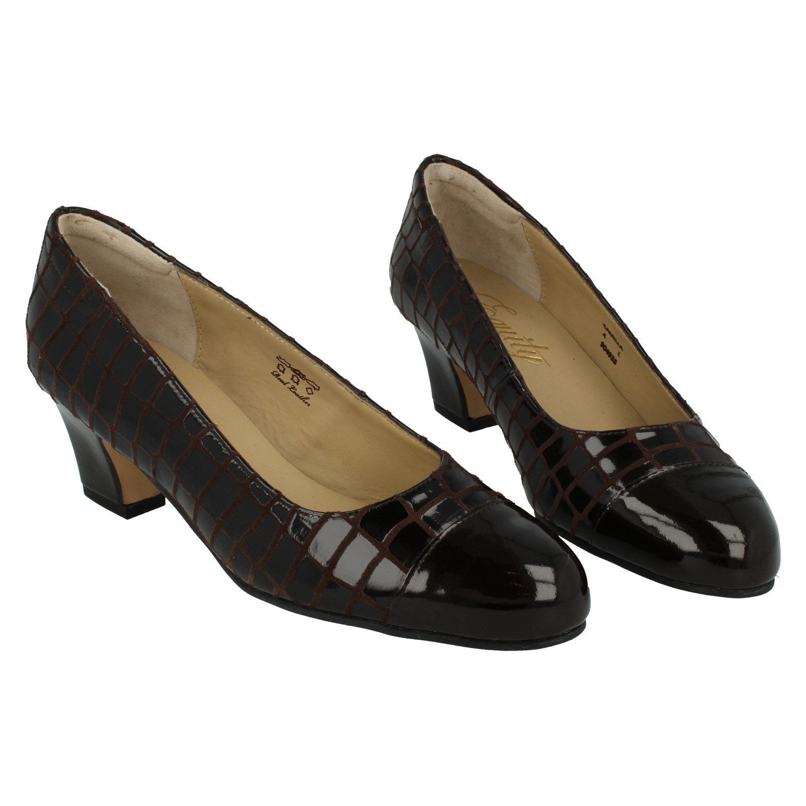 Mujer Equity Ex-Display Chocolate Adoquinado Zapatos de Salón Ante : Camilla GB