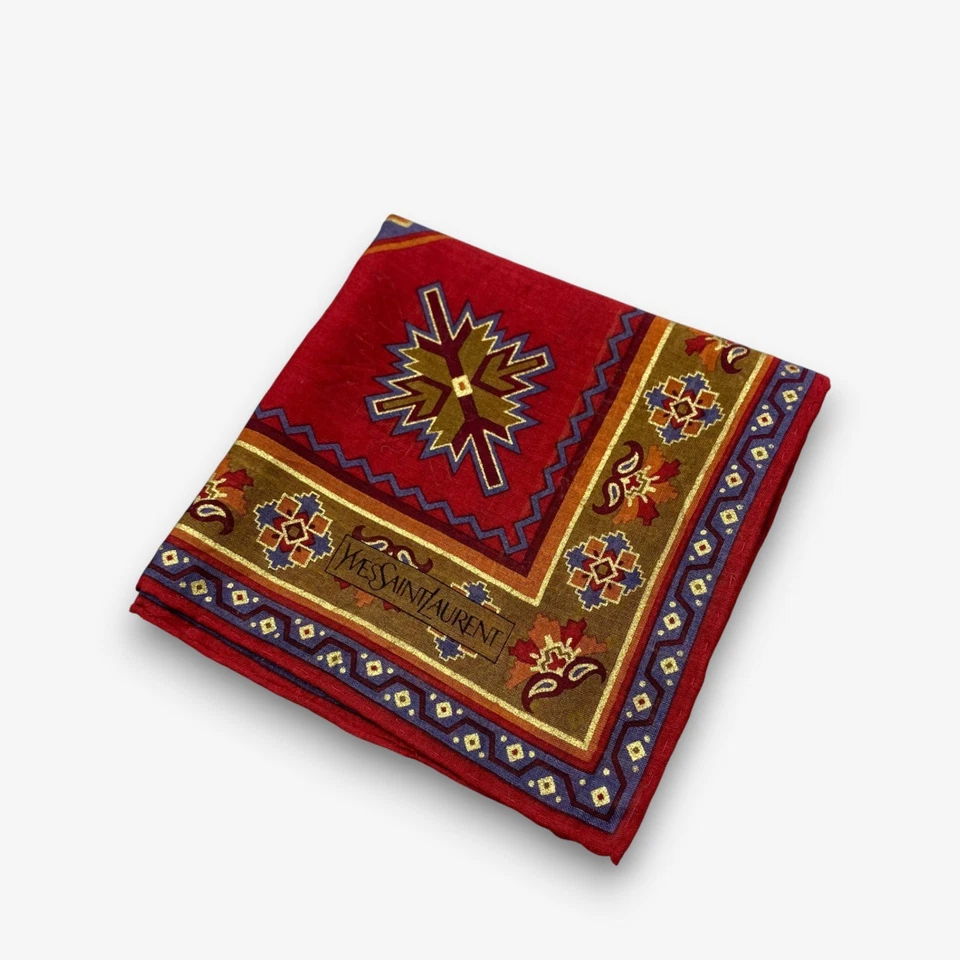 Pañuelo vintage Yves Saint Laurent YSL bufanda navajo pañuelo cuadrado 18" Foto 4 de 4