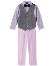 Nautica Little Boys 4-Pc. Twill Oxford Vest Set - Pink,