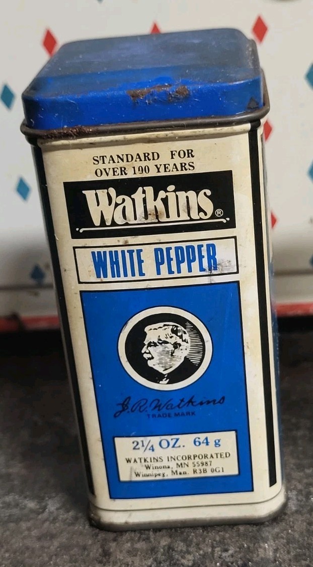2 Vintage Watkins Spices Tins , White Pepper & Mixed Spices | eBay