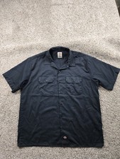 Dickies Work Shirt Mens XL Black Short Sleeve Button Up Uniform Twill