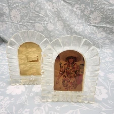 2 acrylic Lucite Vintage Frames Monarch Cathedral Arch Art Deco frame table