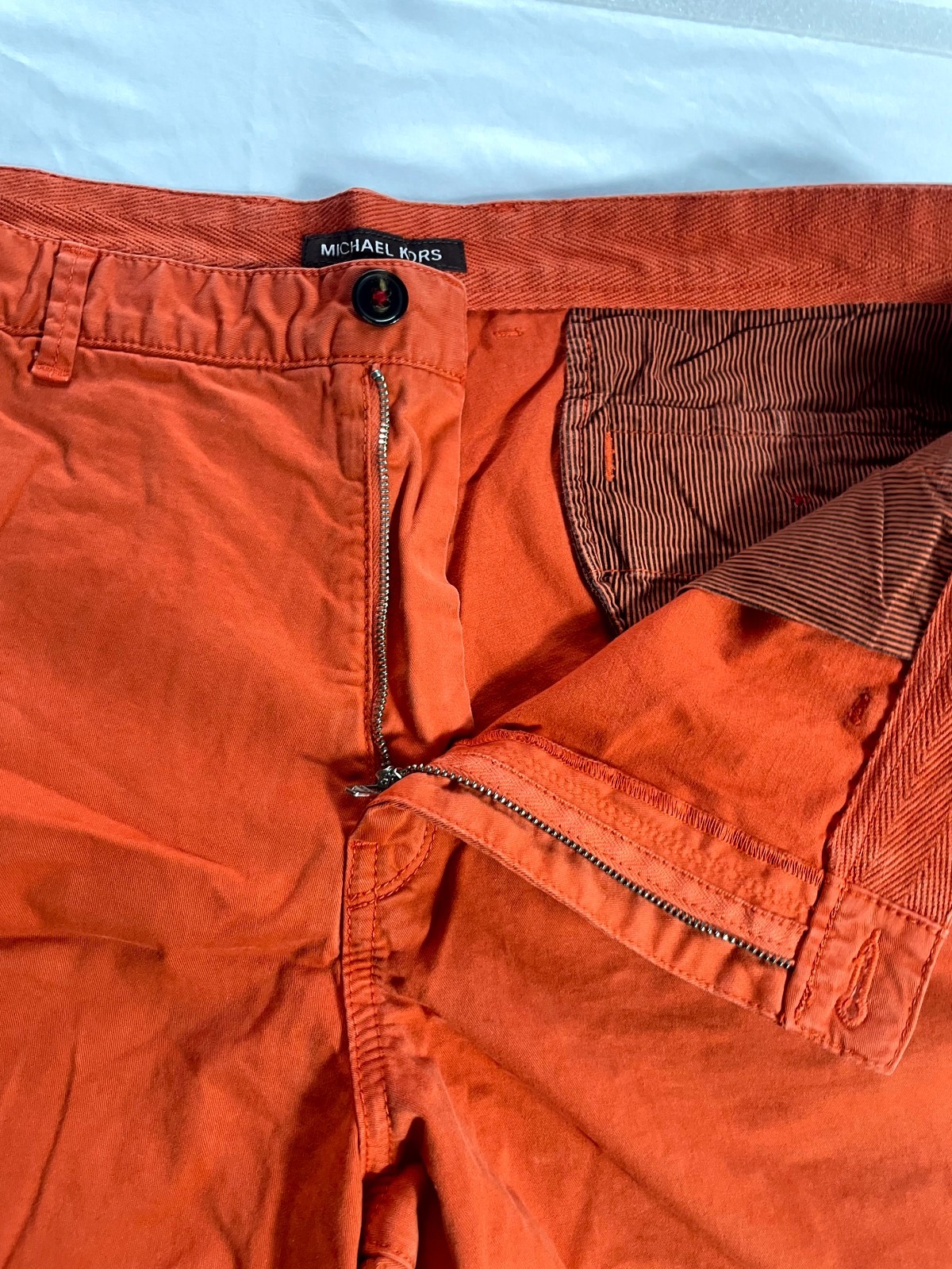 Michael Kors Chino Shorts Mens 38 Orange Cotton Stretch Mid Rise Casual Outdoor thumbnail 2