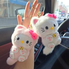 Plush Kitty Keychain, Kawaii Cat Bag Charm, Backpack  Purse Accessory, Soft Cut