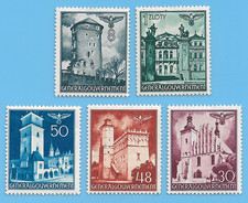 Germany WW2 1941 Third Reich Swastika Poland Buildings Stamp Lot WW2 ERA #55