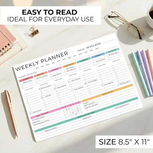 Beautiful Weekly Planner - the Perfect Undated to Do List Notepad with 52 Sheets - Picture 4 of 12