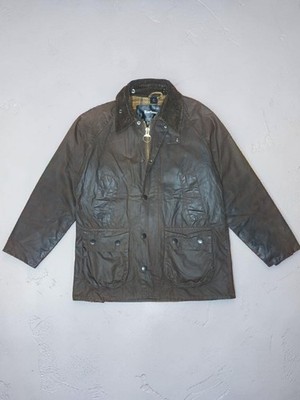 Vintage Barbour Bedale Waxed Cotton Jacket Brown Made In England Mens Size M